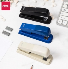 得力（deli）办公用品订书机加厚大号订书器迷你小号钉书机中号学生用多功能订厚书装订机手动学生12号 黑色【中号金属款-订25页】0309