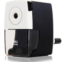 得力（deli）自动进笔削笔机铅笔刀卷笔刀削笔器 学生手摇手动削铅笔器 开学推荐 学习用品 黑色 0610B